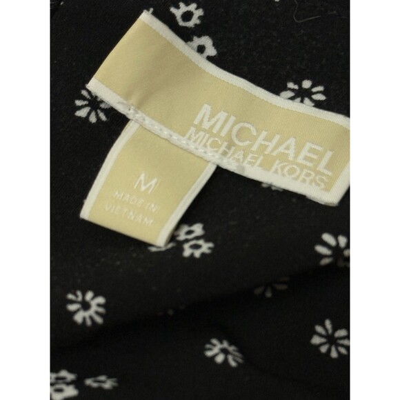 MICHAEL KORS WOMENS WIDE LEG CROPPED JUMPSUIT ROMPER BLACK WHITE FLOWERS Sz M - Picture 11 of 13